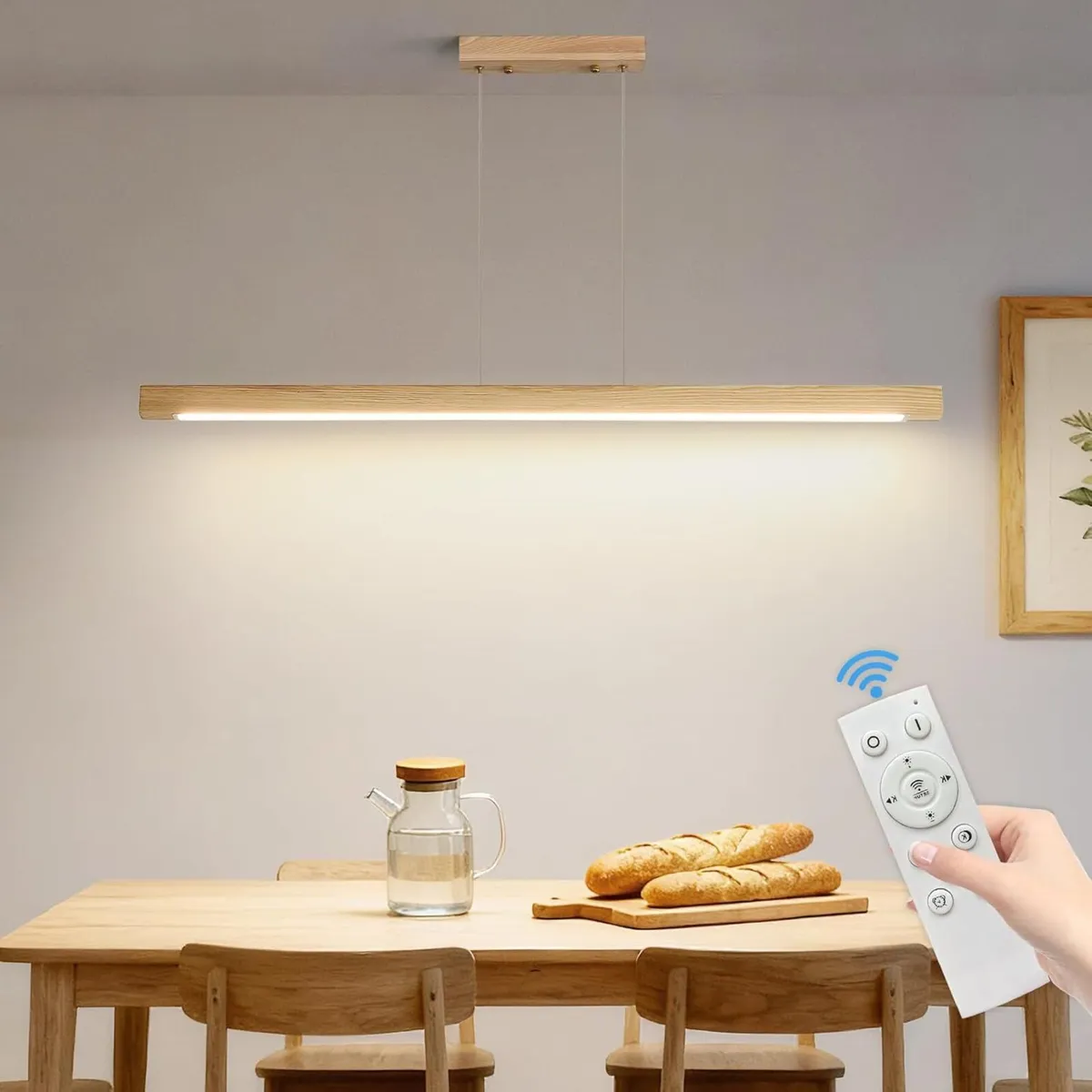 Wood Pendant Light Dimmable 3000k 4500k 6500k - Image 1