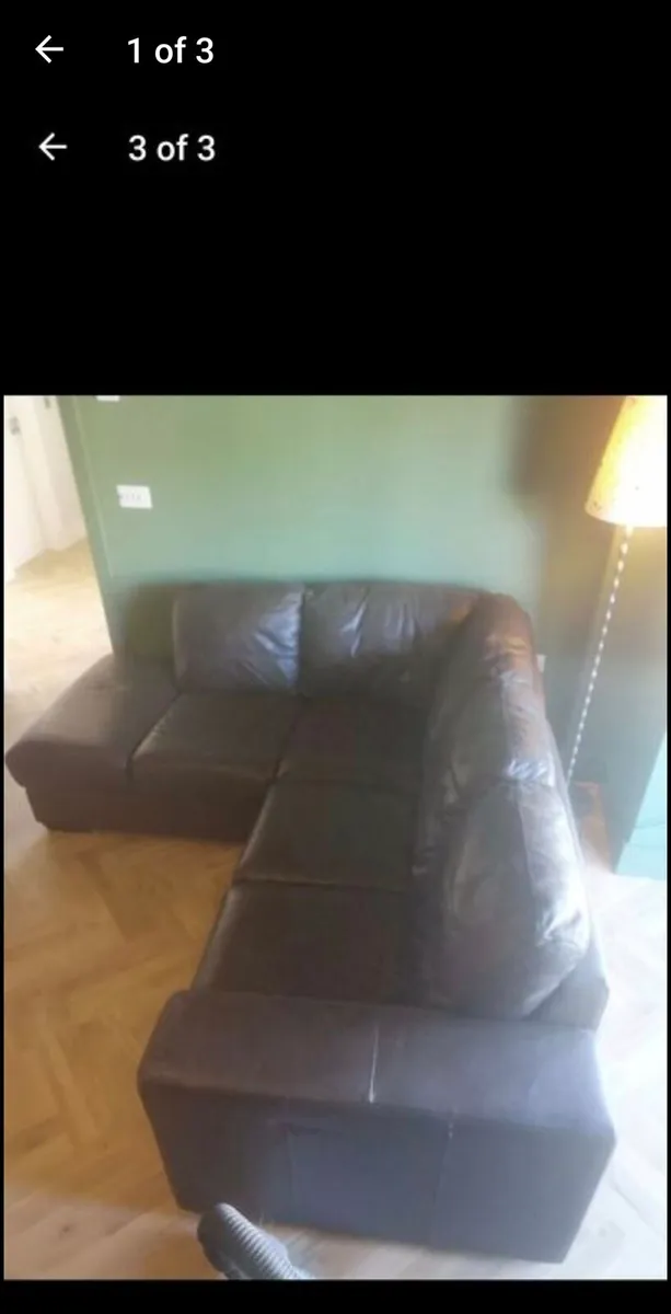 FREE Italian Brown Leather Sofa - Image 1