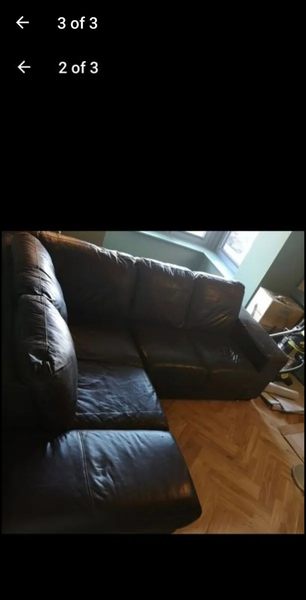 FREE Italian Brown Leather Sofa - Image 3