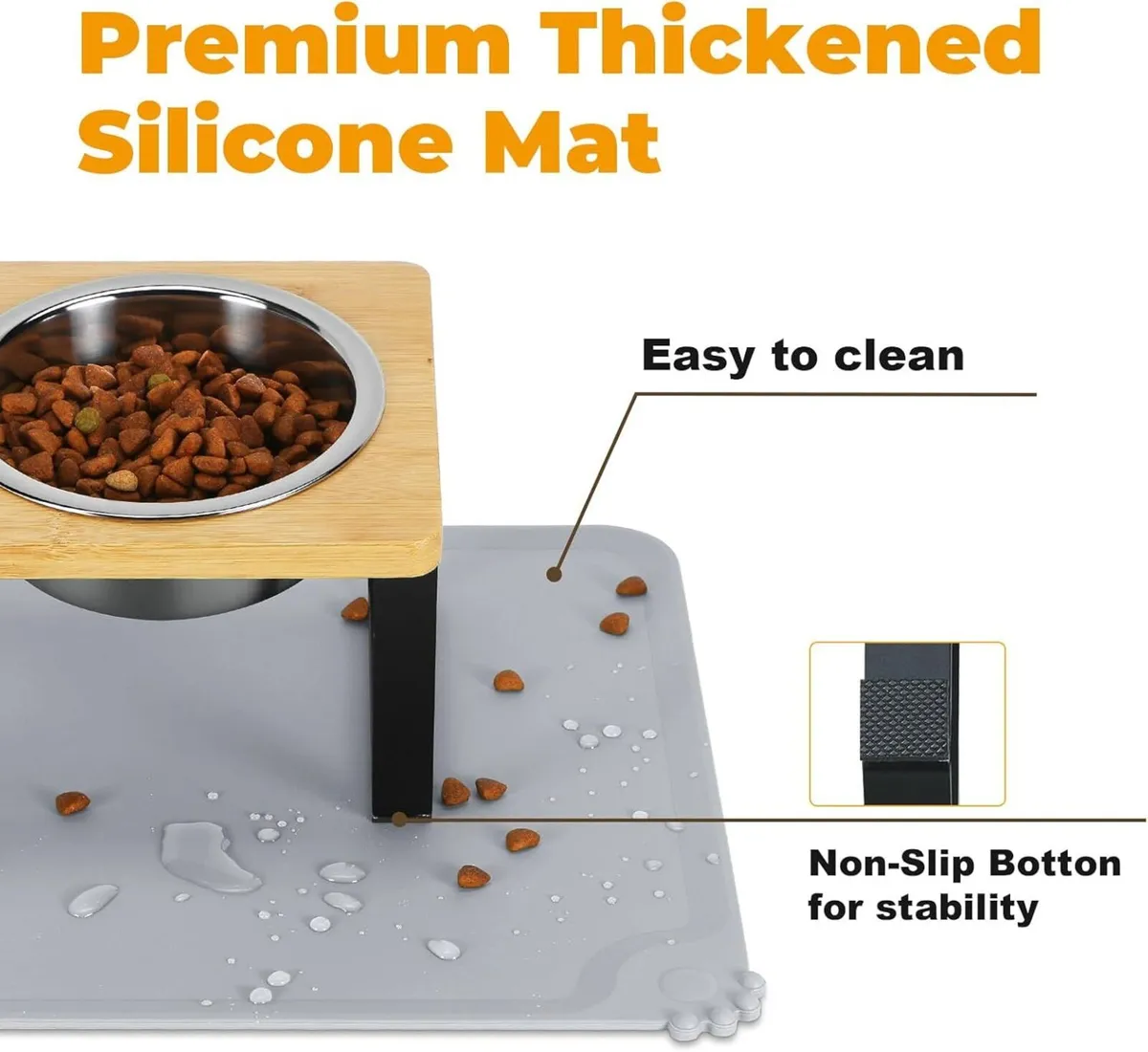 Cat Feeding Bowls w/ Stand Mat 3Pcs 500ml Set - Image 3