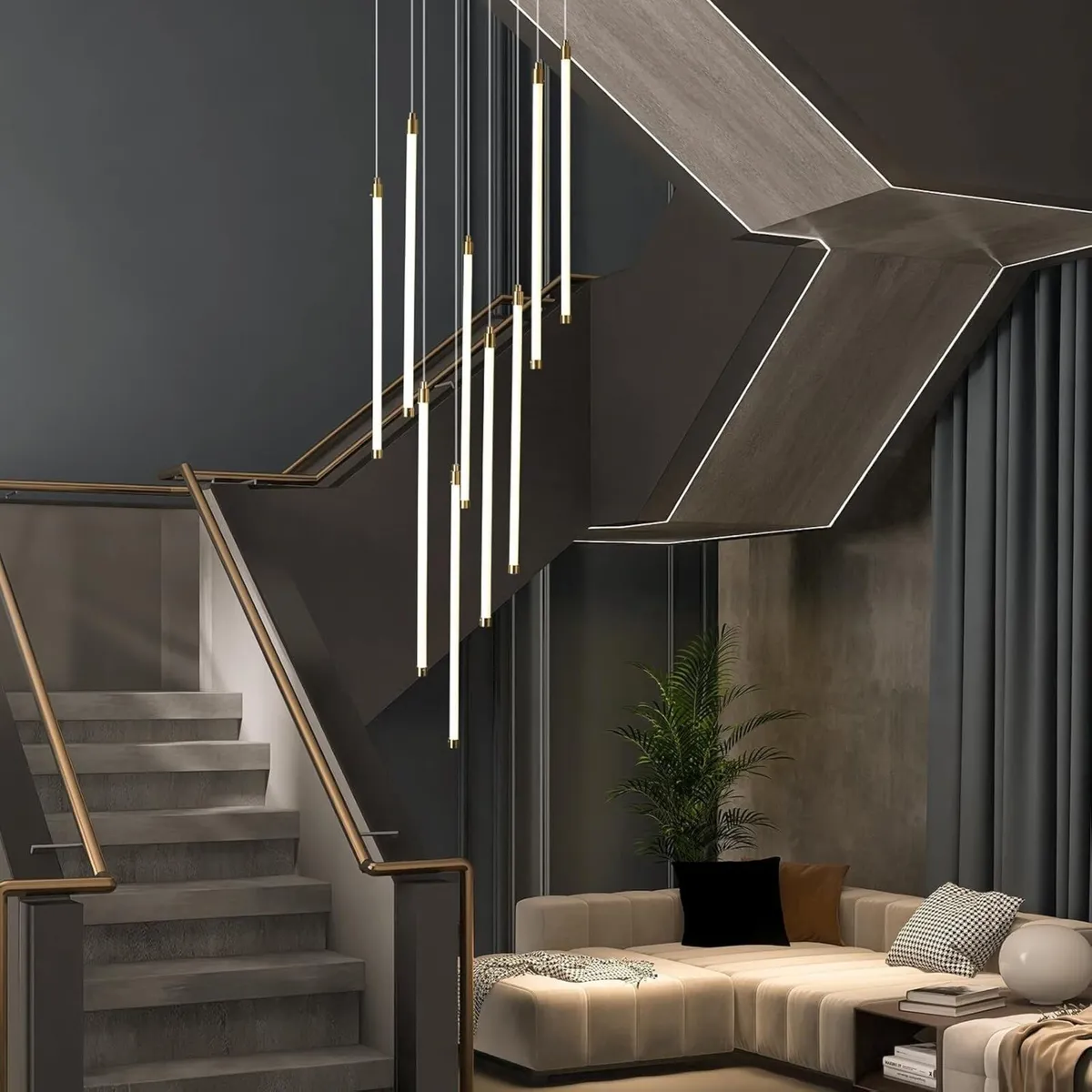 Modern LED Chandelier for Villa Staircase 2.5m - Image 2