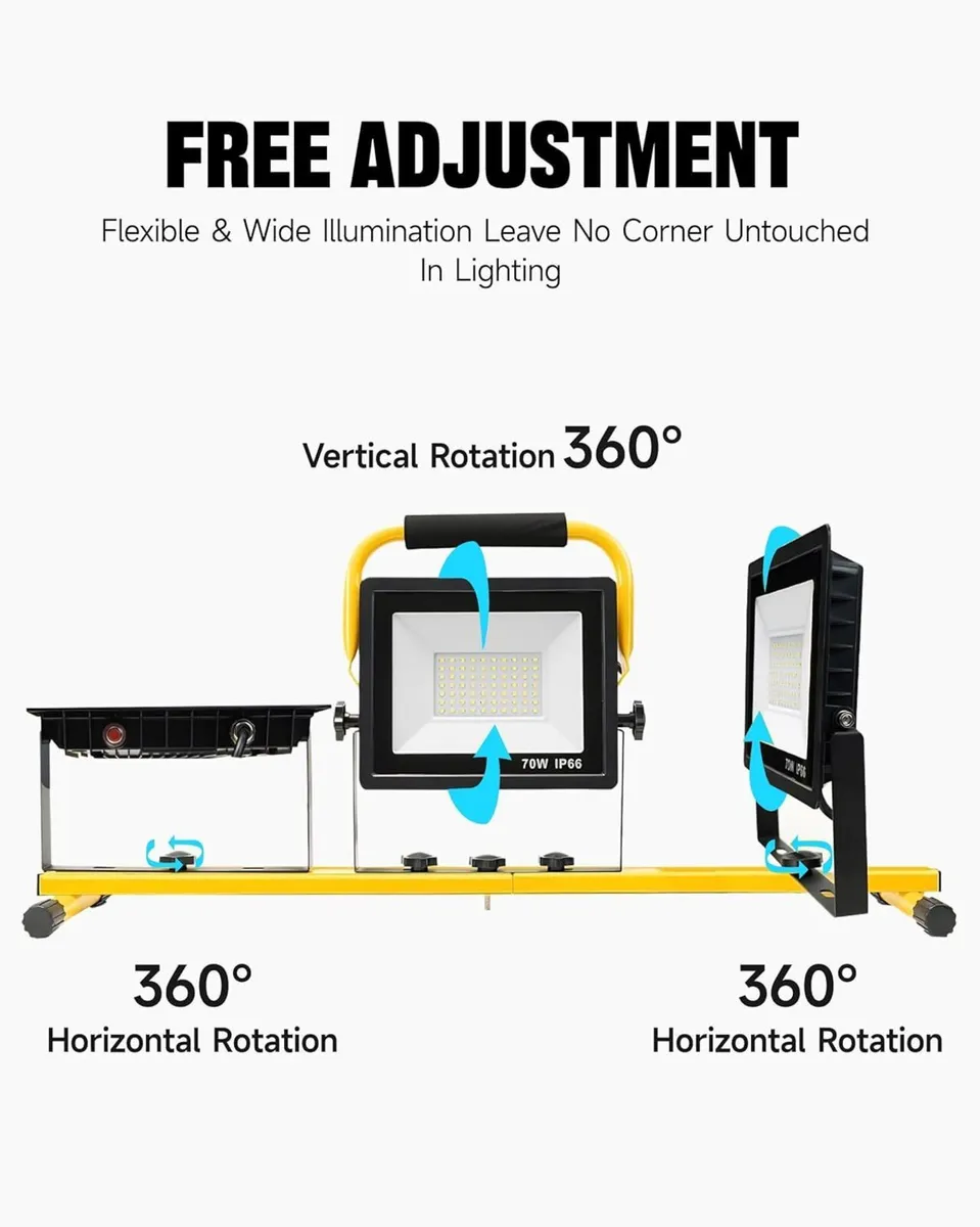 210W Work Light with Stand 20000LM 3 Head - Image 3