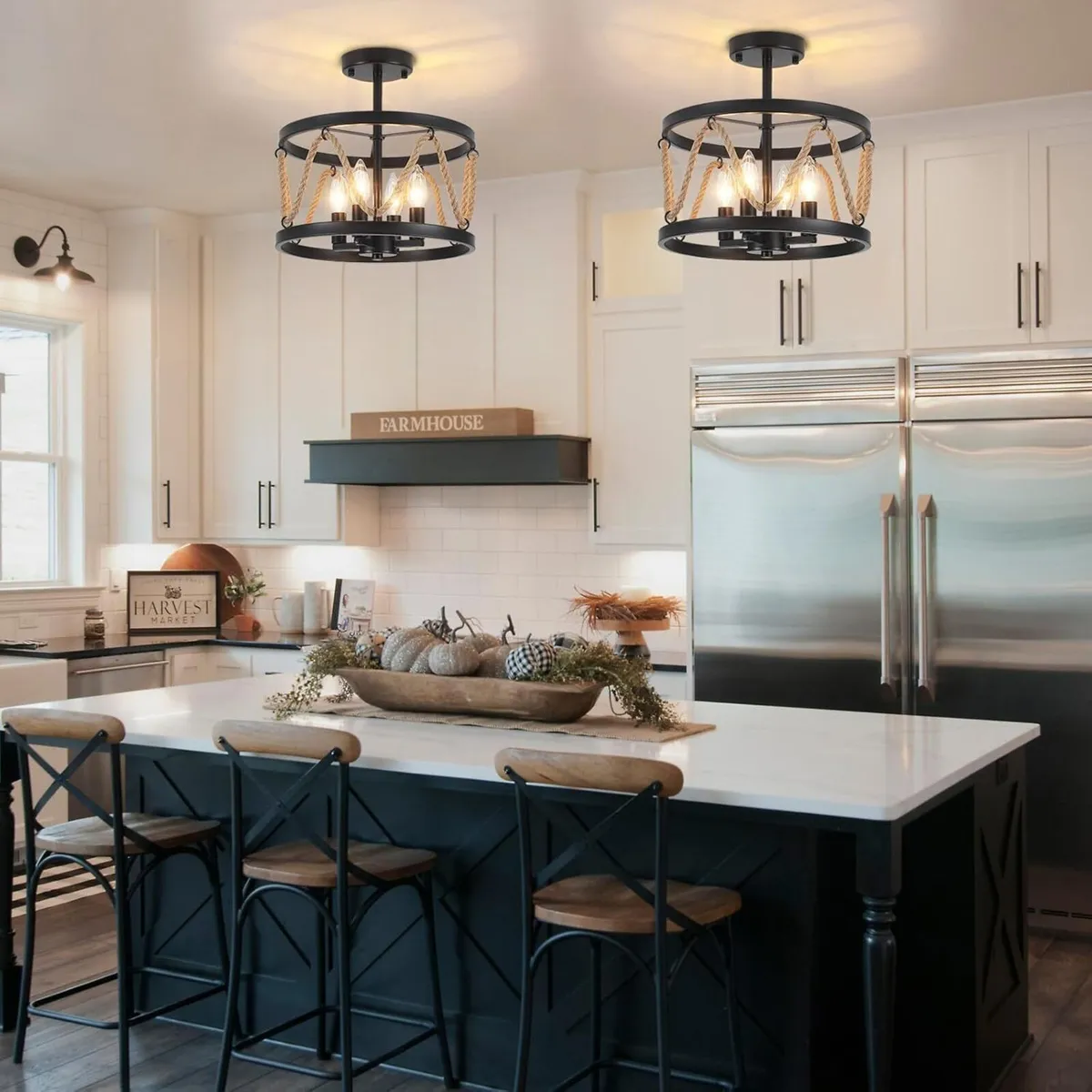 Black Ceiling Lights Living Room 4-Light Chandelie - Image 2