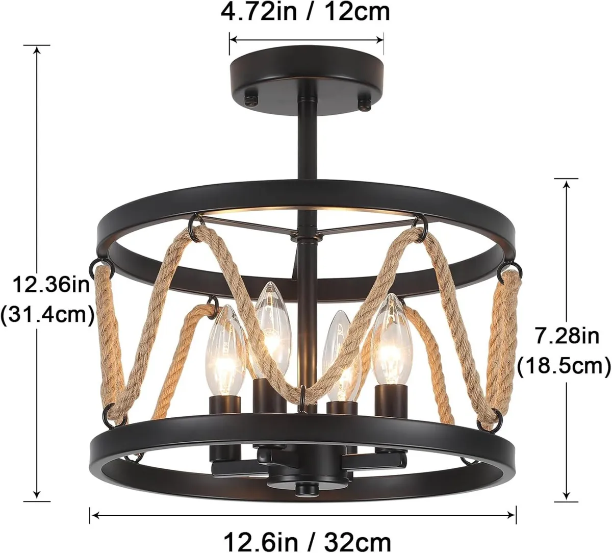 Black Ceiling Lights Living Room 4-Light Chandelie - Image 4