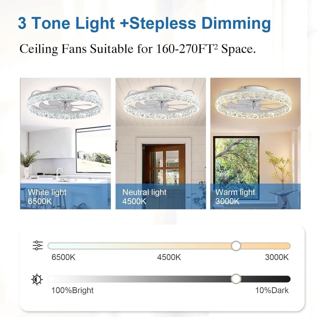 50CM Ceiling Fans with Lights and Remote 6 Speeds - Image 2