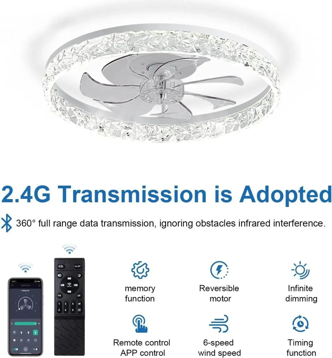 50CM Ceiling Fans with Lights and Remote 6 Speeds - Image 3