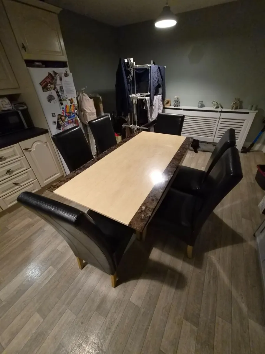Marble dining table and chairs - Image 3