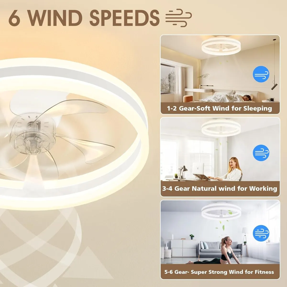 Ceiling Fans with Lights and Remote 40cm Modern - Image 4