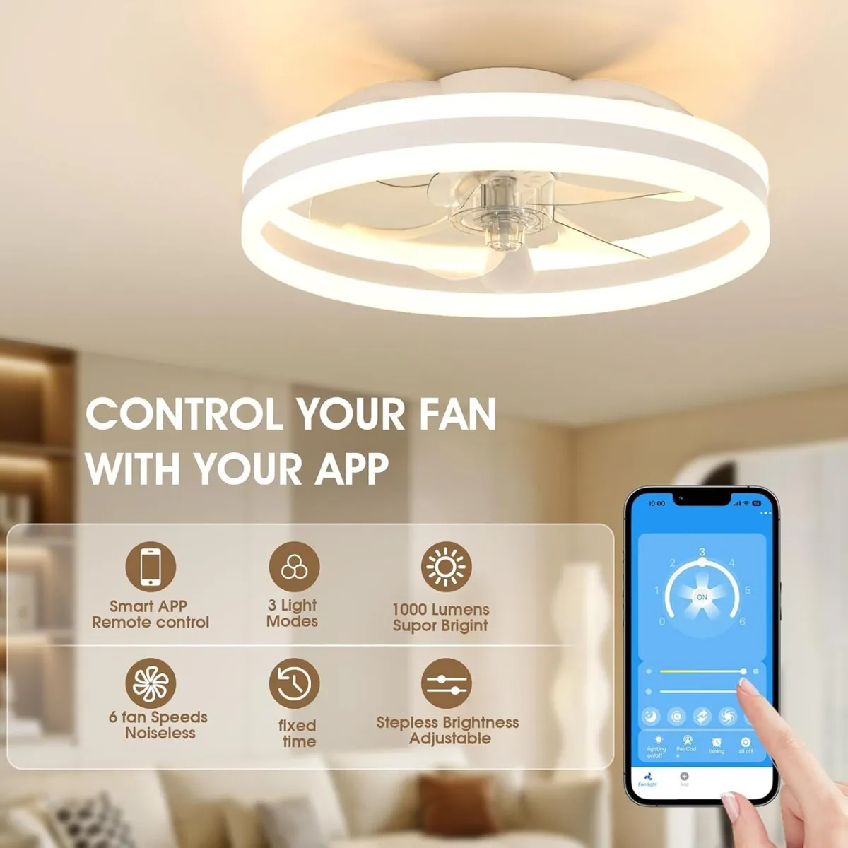 Ceiling Fans with Lights and Remote 40cm Modern - Image 3