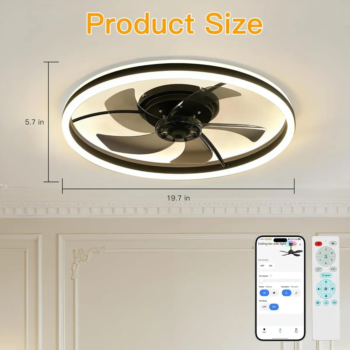 50CM RGB Ceiling Fan with Lights Remote/Smart APP - Image 4