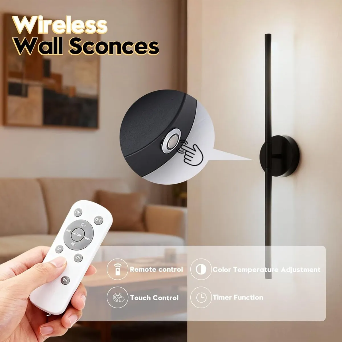 Battery Operated Wall Sconces 2 Pack 8000mAh - Image 3