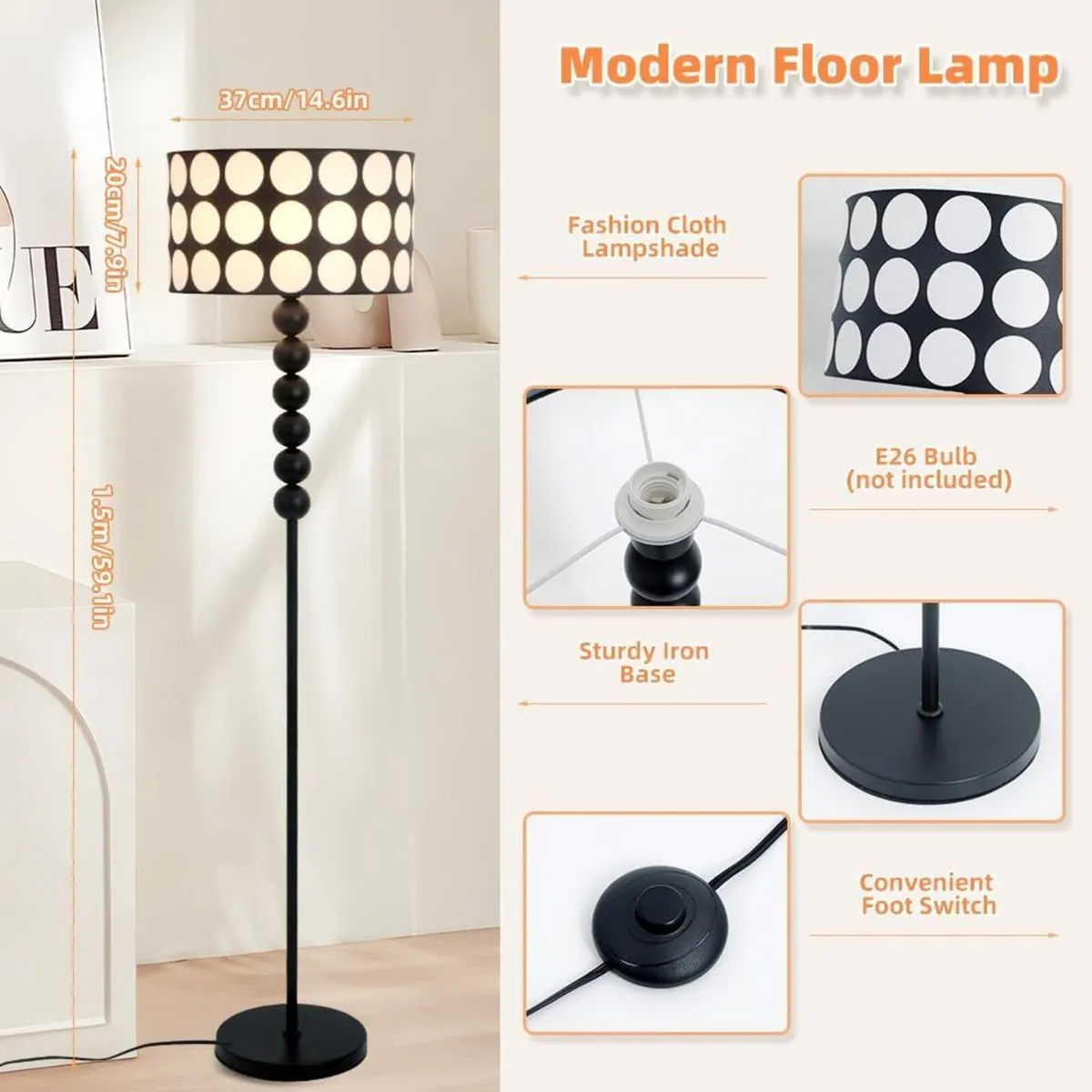 Modern Floor Lamp for Living Room 59 Standing - Image 3