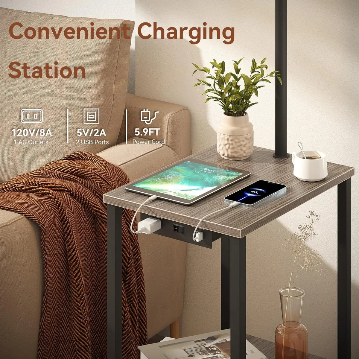 Floor Lamp with Desk Living Room Lamps Charging - Image 2