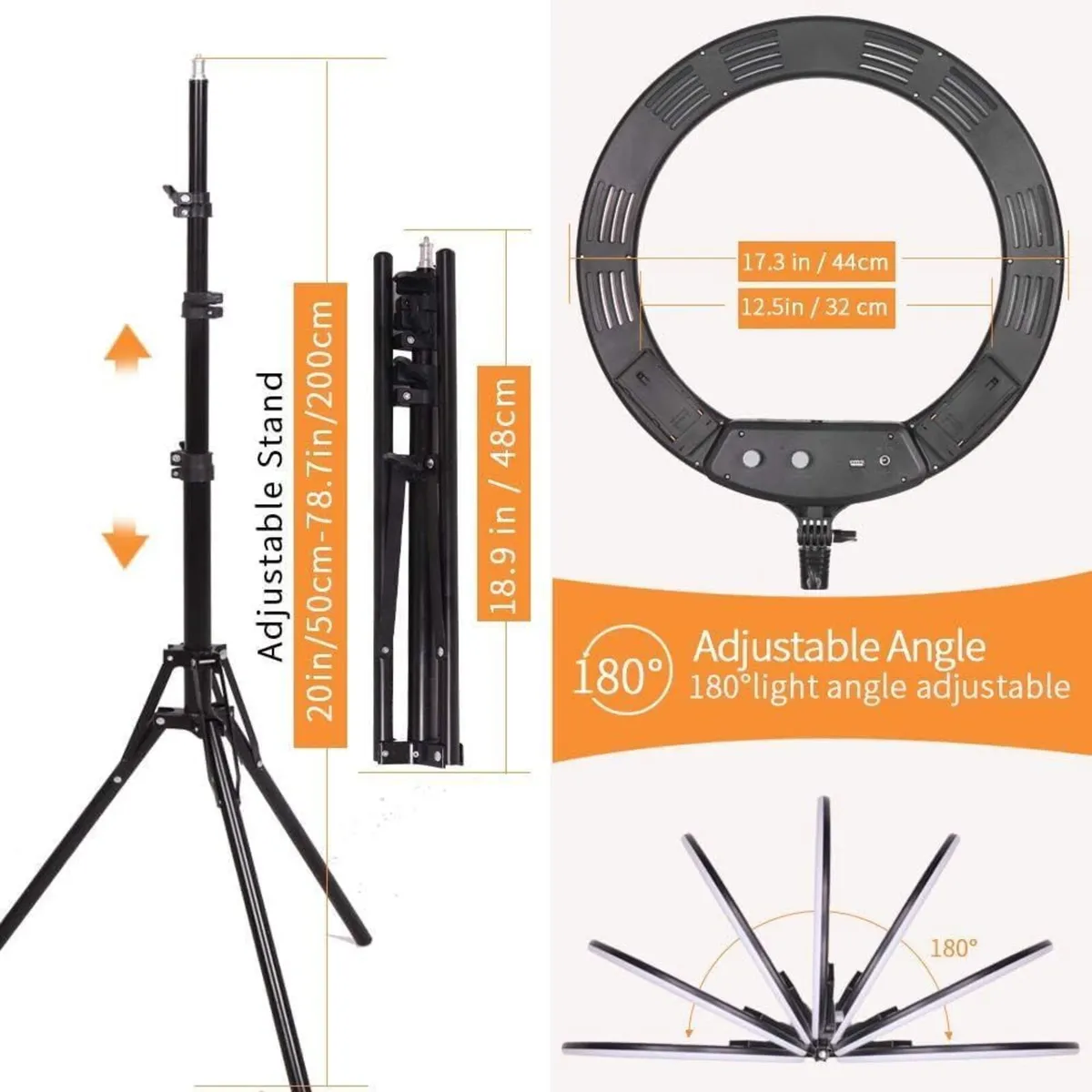 38W 18 inch Bi-Color Dimmable LED Ring Light - Image 3