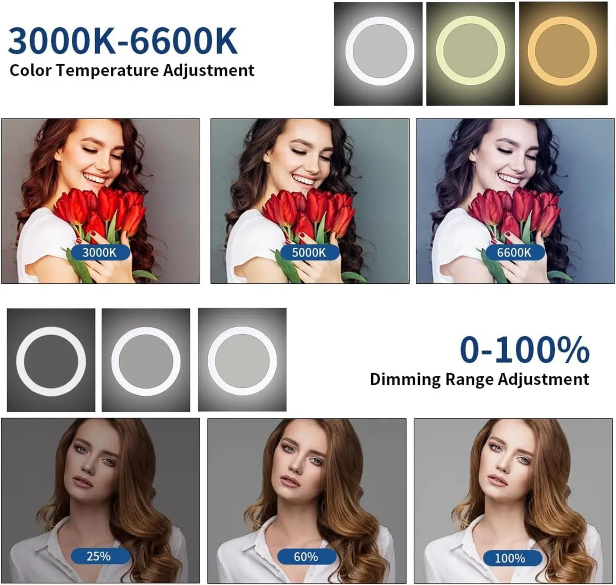 25inch 75W LED Ring Light 3000K-6600K Dimmable - Image 2