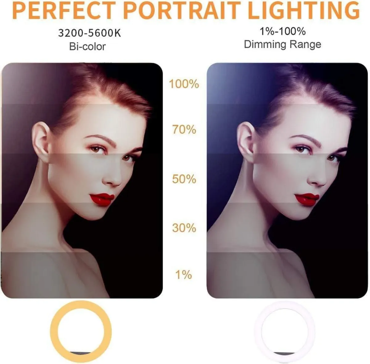 38W 18 inch Bi-Color Dimmable LED Ring Light - Image 4