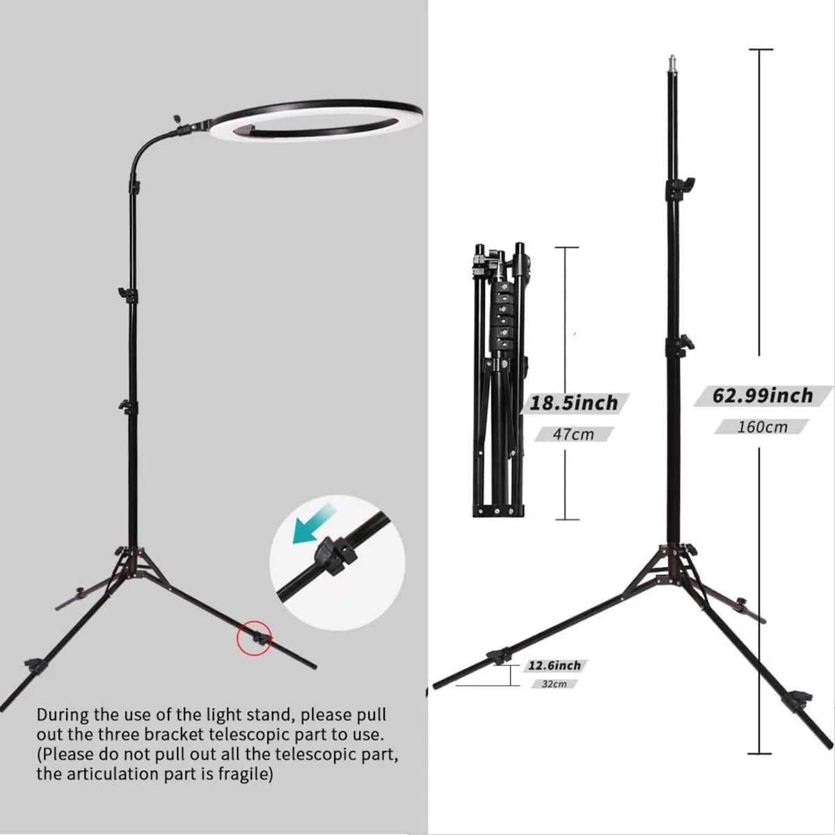 25inch Large Ring Light with Retractable Stand - Image 3