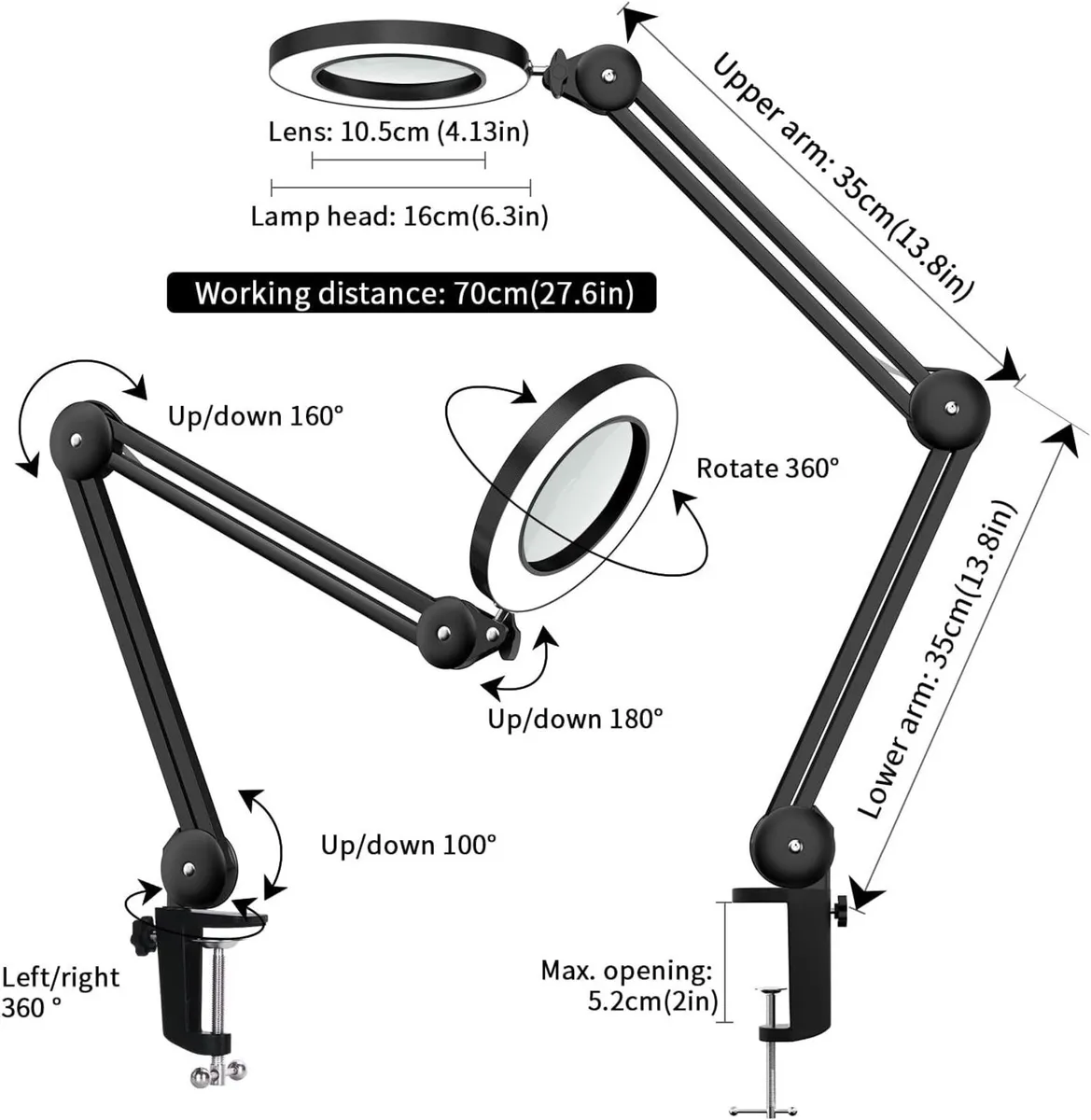 LED Magnifying Lamp Illuminated Magnifier - with - Image 3