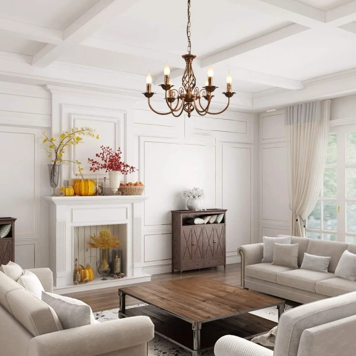 Traditional Country Style Chandelier Bronze - Image 2