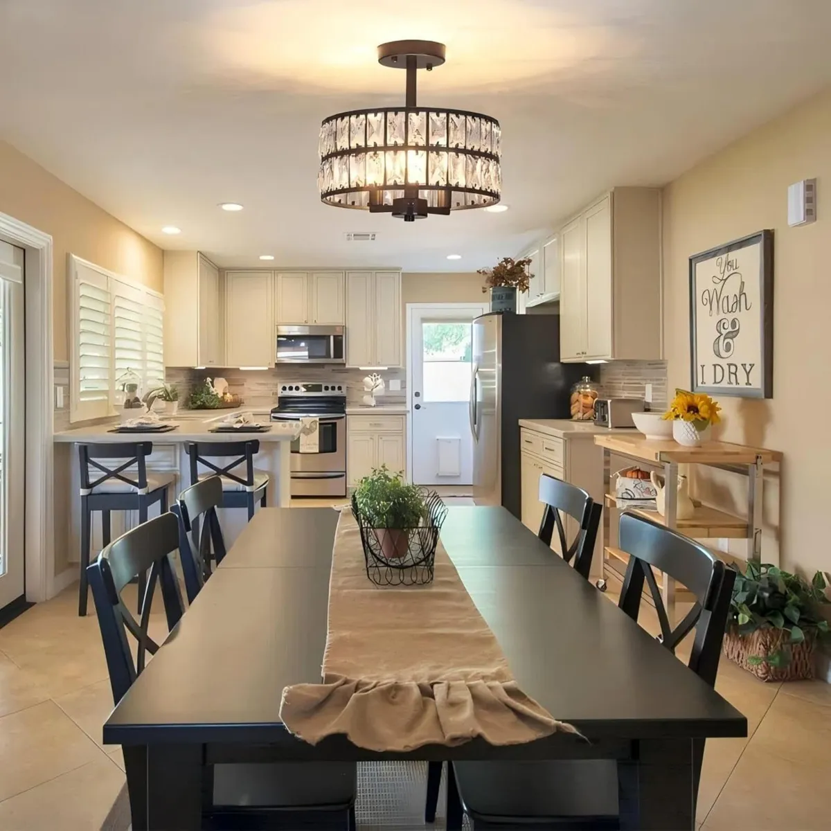 Black Ceiling Light 3-Light Crystal Lights Living - Image 3