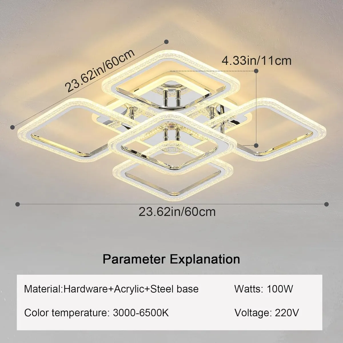 LED Ceiling Light Square Modern Flush Mount - Image 2