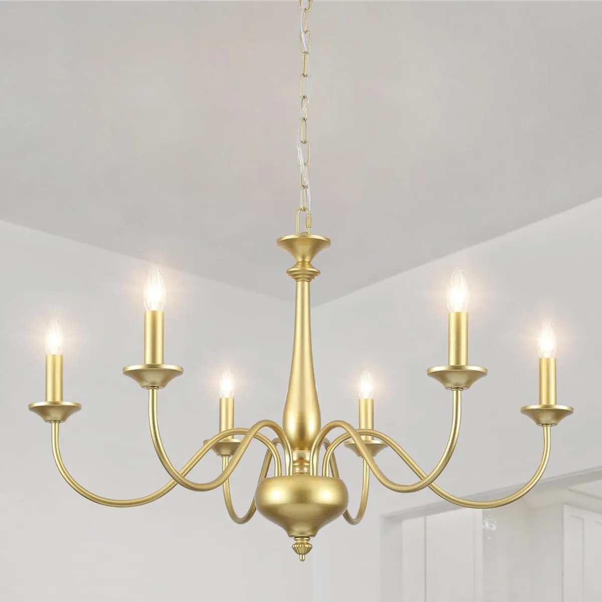 Gold Chandeliers Ceiling Light 6 Arm Fitting - Image 1