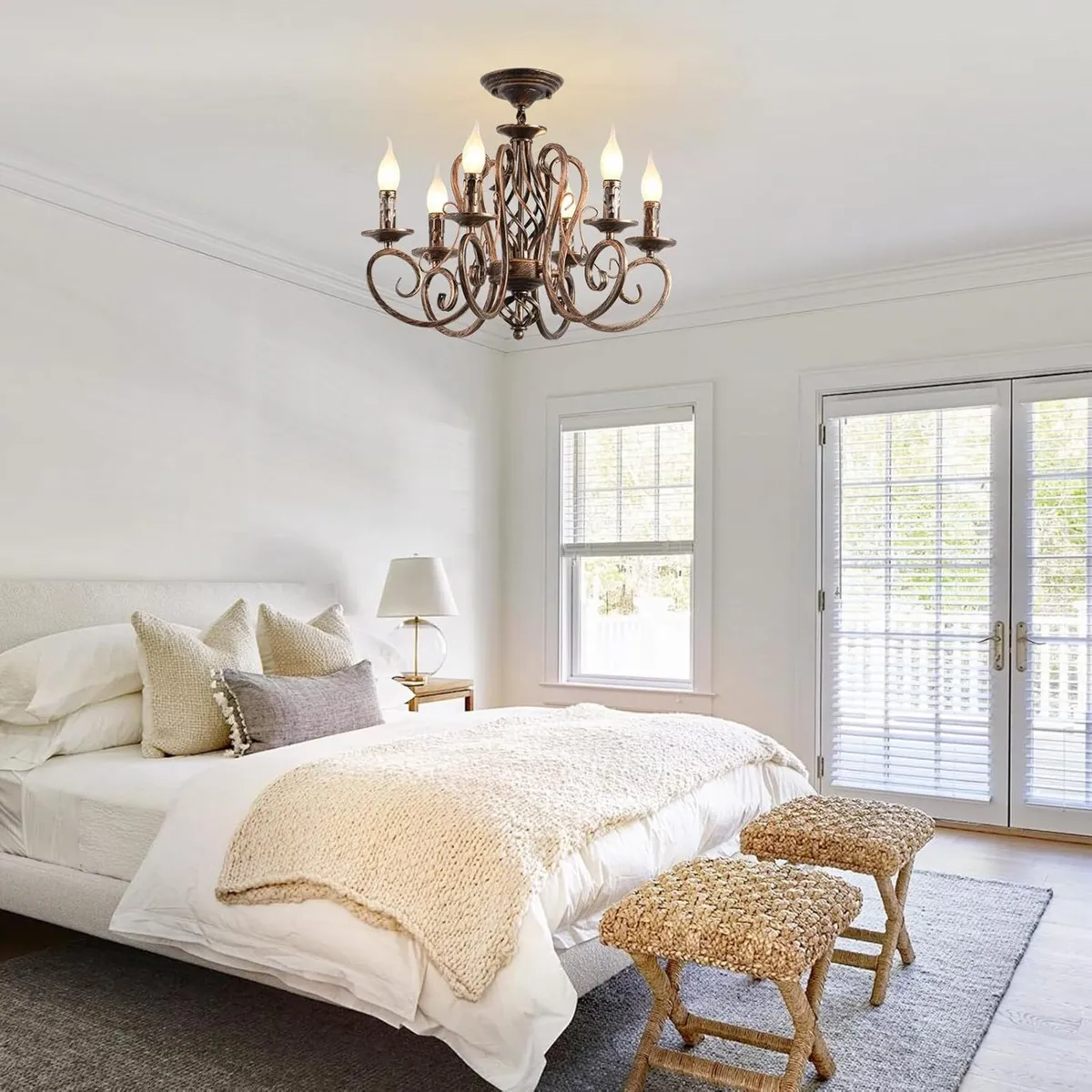 Chandeliers French Country Candle Wrought Iron - Image 2