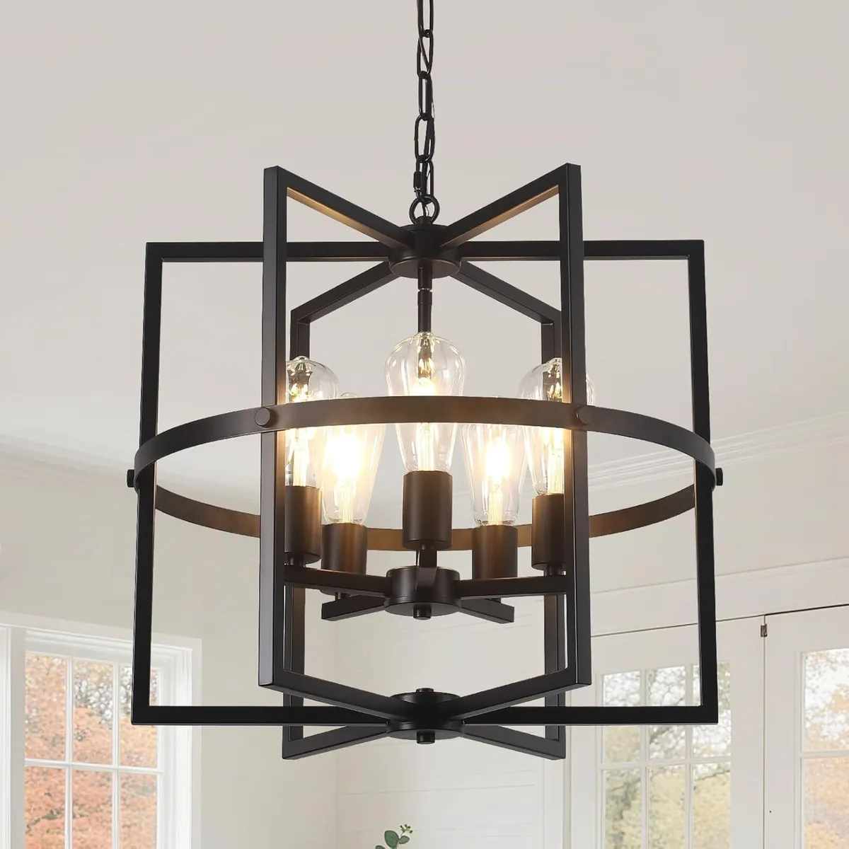 5-Lights Black Pendant Ceiling Light Industrial - Image 1
