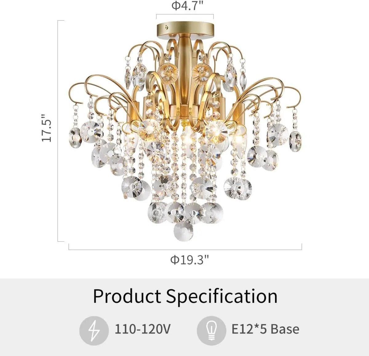 Crystal Chandelier Flushmount Ceiling Light - Image 2