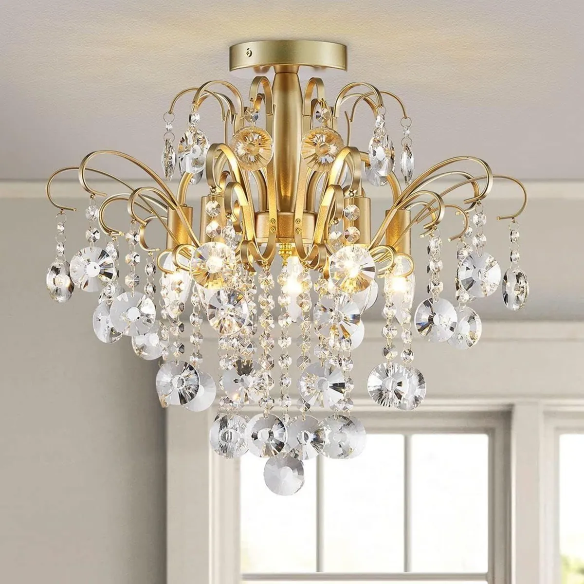 Crystal Chandelier Flushmount Ceiling Light - Image 1