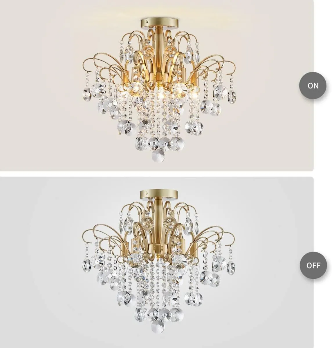 Crystal Chandelier Flushmount Ceiling Light - Image 4