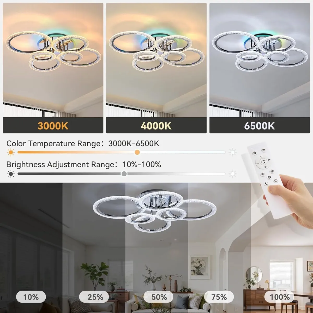 Modern LED Ceiling Light 60W 5400LM Dimmable - Image 3