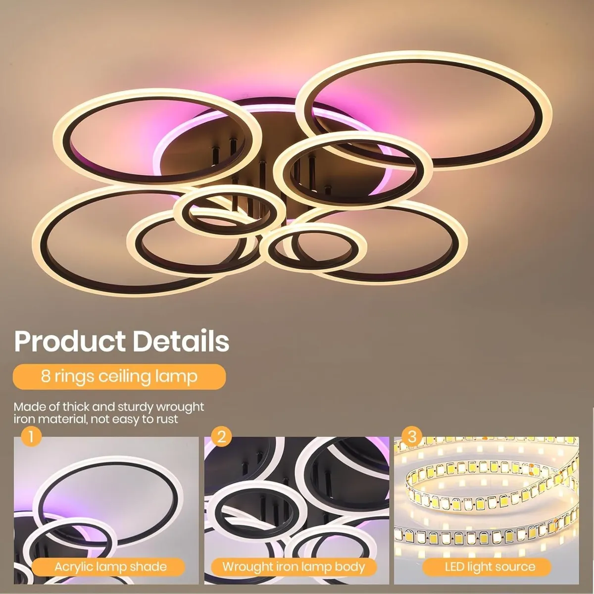 Dimmable Modern Ceiling Lights 80W Led Lamp - Image 2