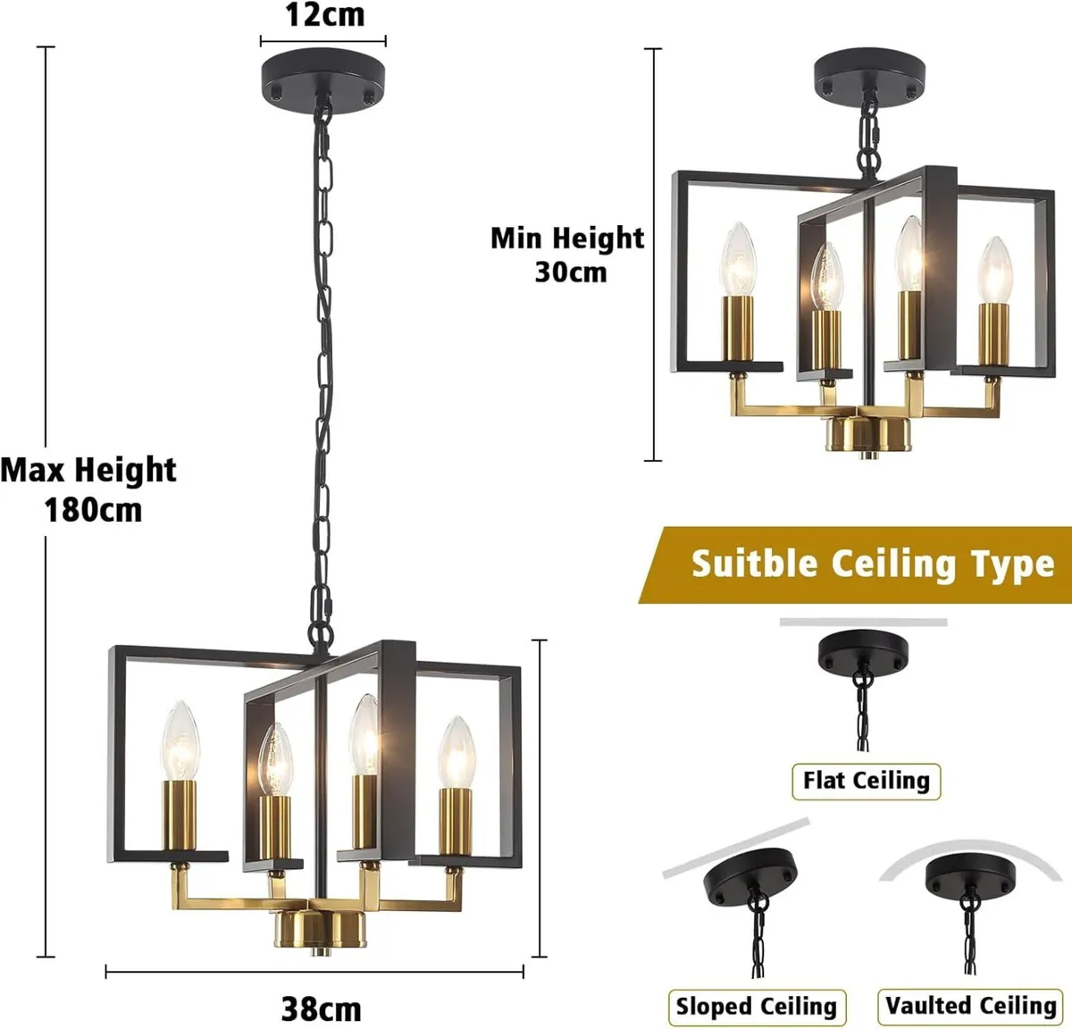 Modern Chandeliers Ceiling Light Industrial Gold - Image 4