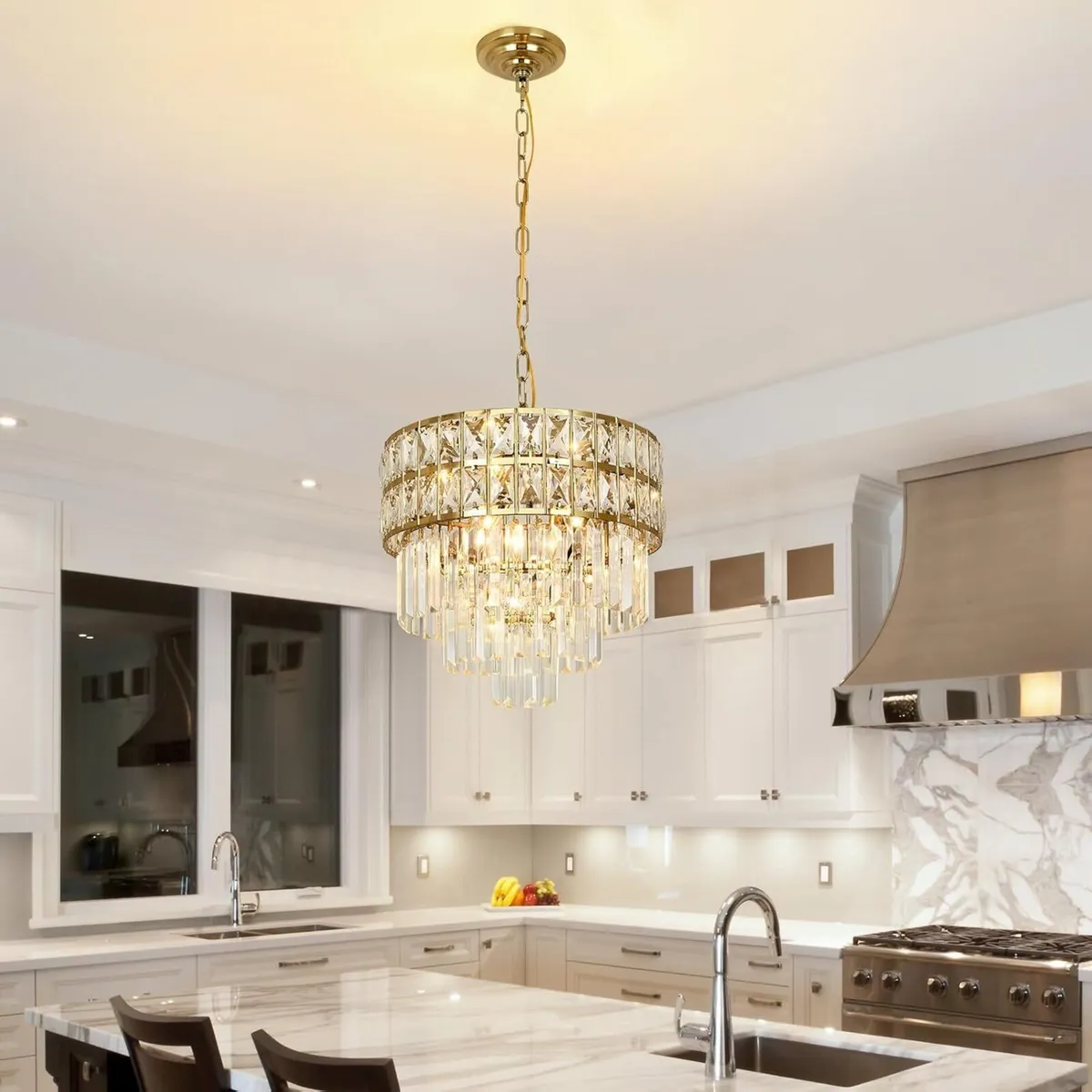 Modern Crystal Chandelier Gold Pendant Round - Image 4