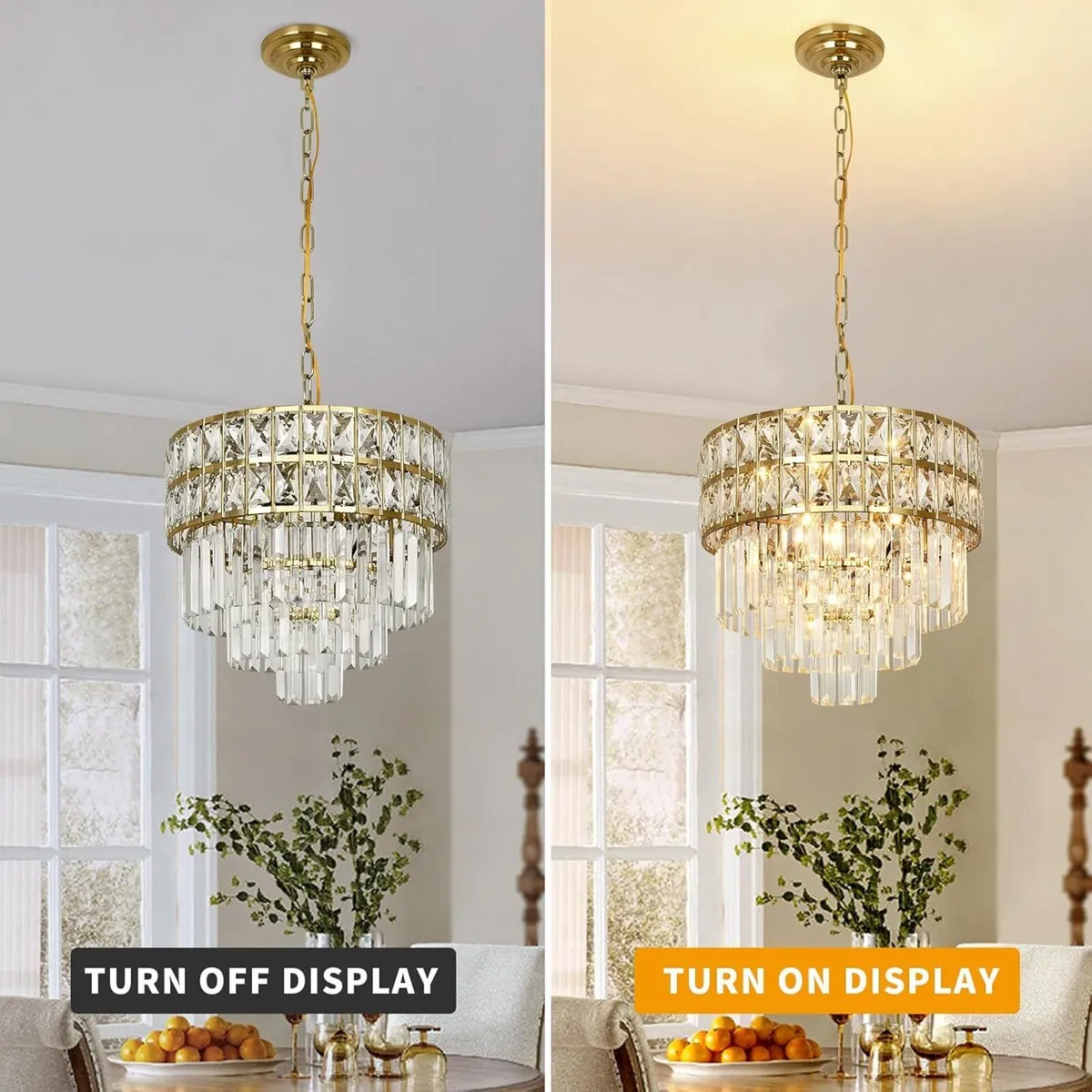 Modern Crystal Chandelier Gold Pendant Round - Image 2