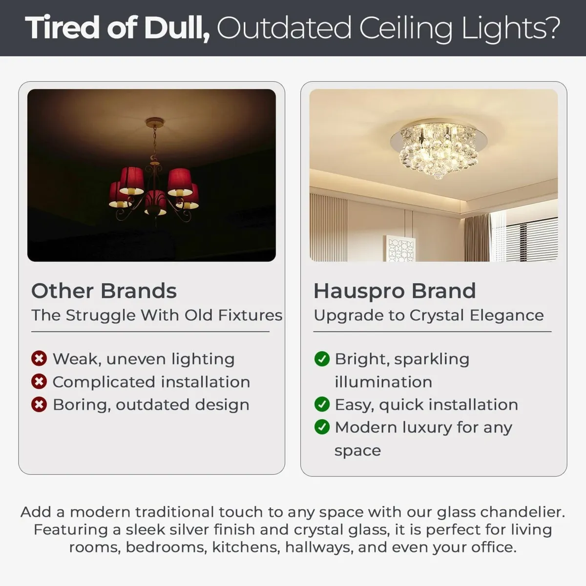 Modern Crystal Chandeliers Ceiling Light Lights - Image 3