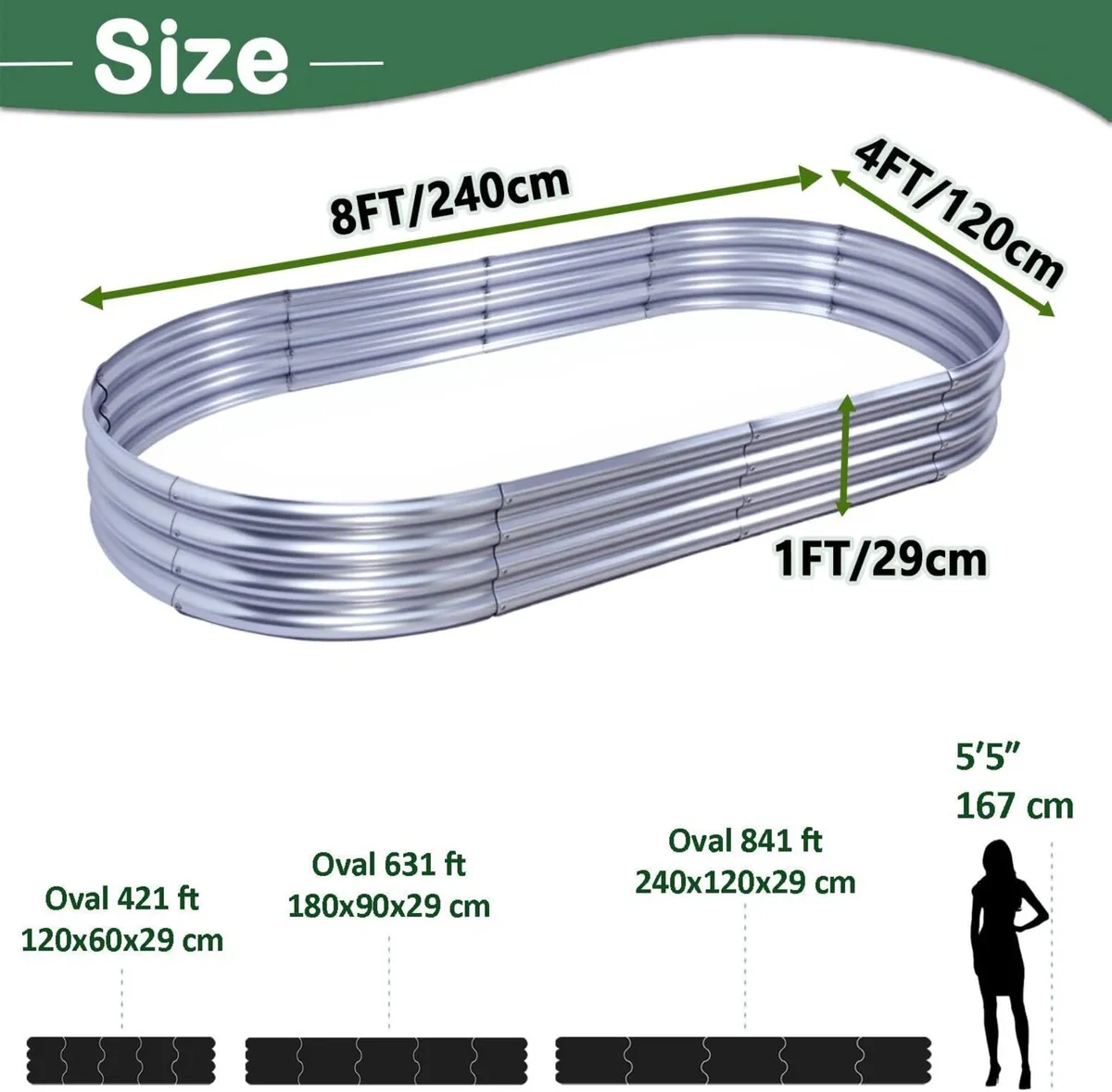 2Pcs Raised Garden Bed 8x4x1 FT Galvanized Boxes - Image 3