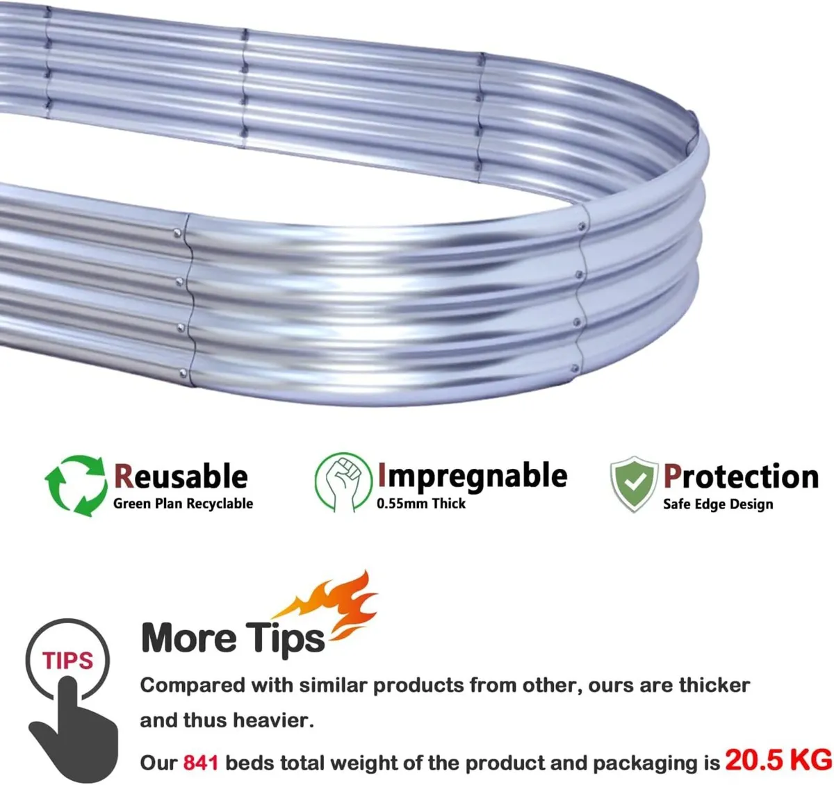 2Pcs Raised Garden Bed 8x4x1 FT Galvanized Boxes - Image 4