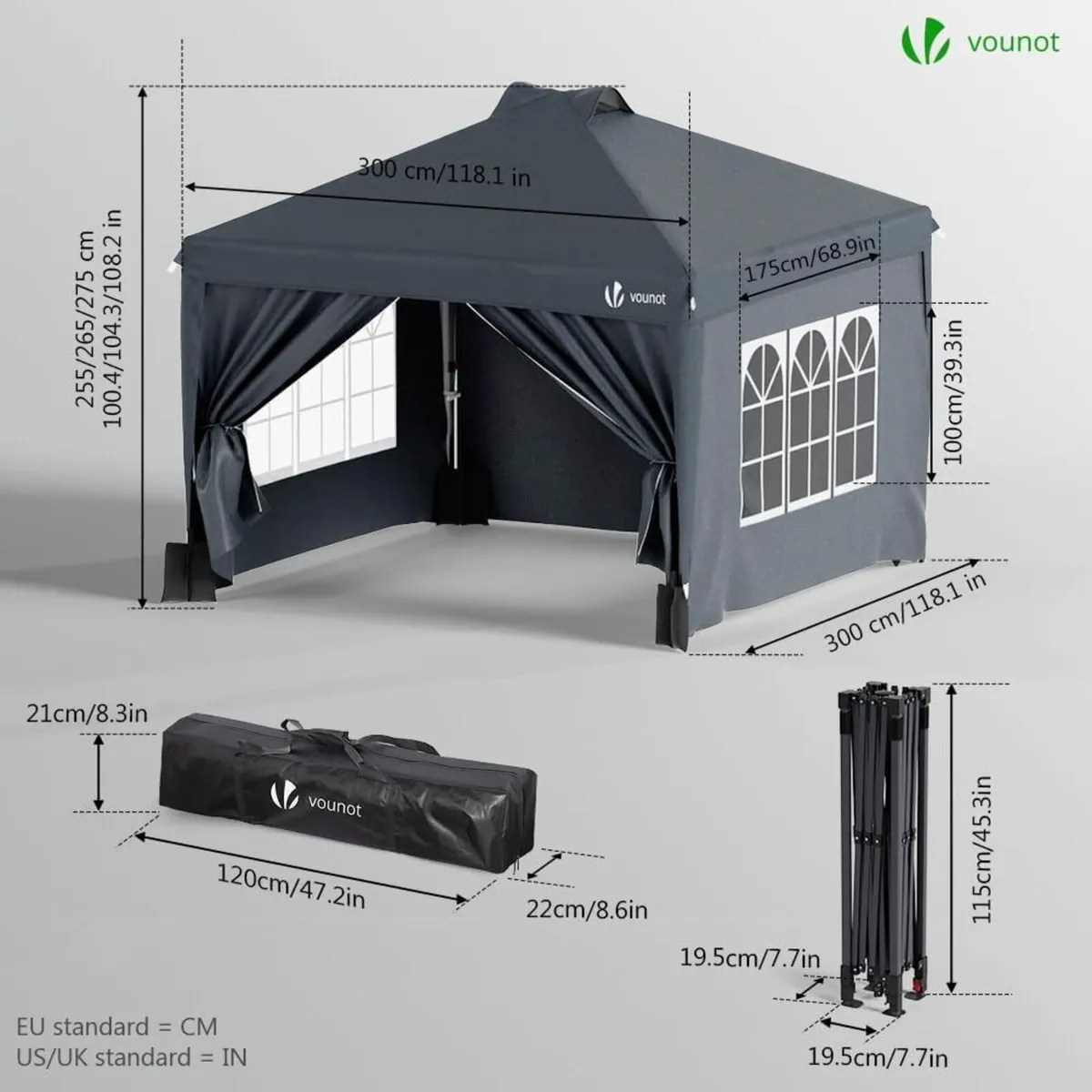 3m x Pop Up Heavy Duty Gazebo with Sides Central - Image 2