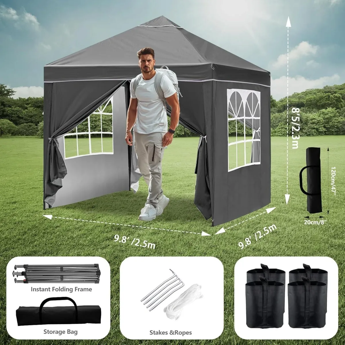 Pop Up Gazebo with Removable Sidewalls Sturdy - Image 3