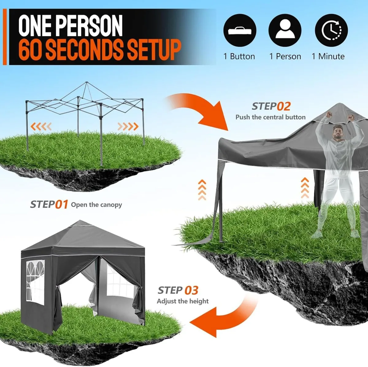 Pop Up Gazebo with Removable Sidewalls Sturdy - Image 4