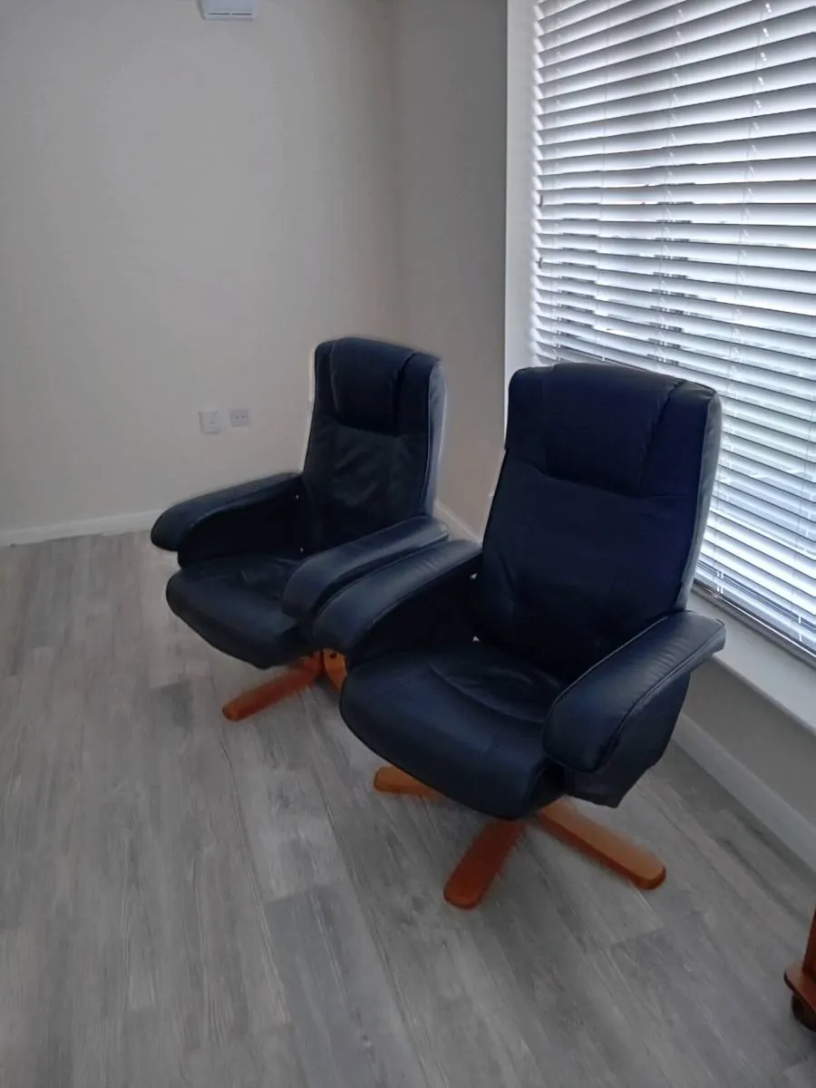 Black Swivel Recliner Chairs x 2 - Image 1