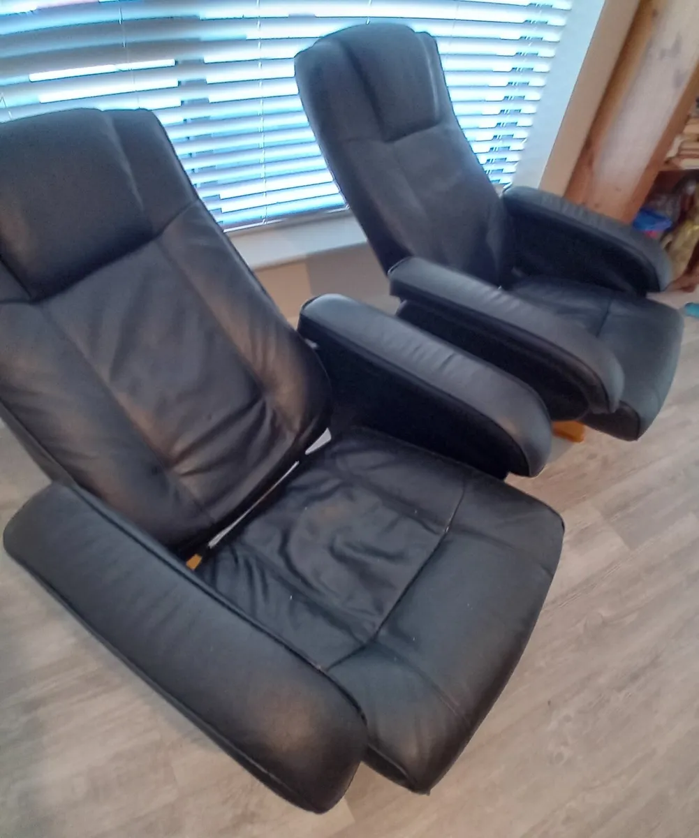 Black Swivel Recliner Chairs x 2 - Image 2