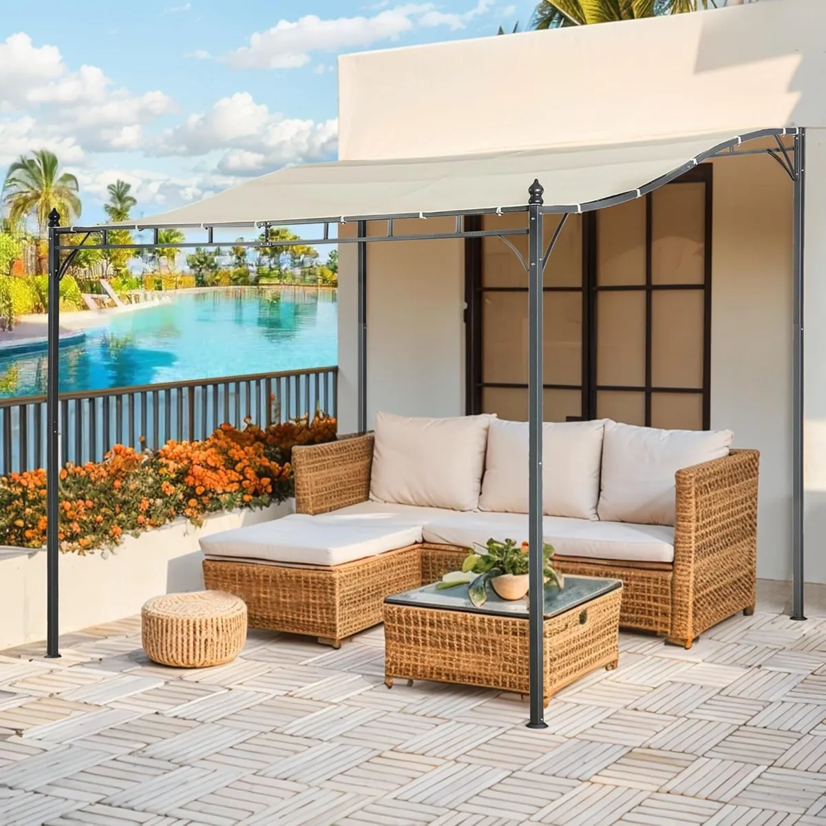 2.9 x 2.5m Pergola Gazebo with Metal Frame - Image 2