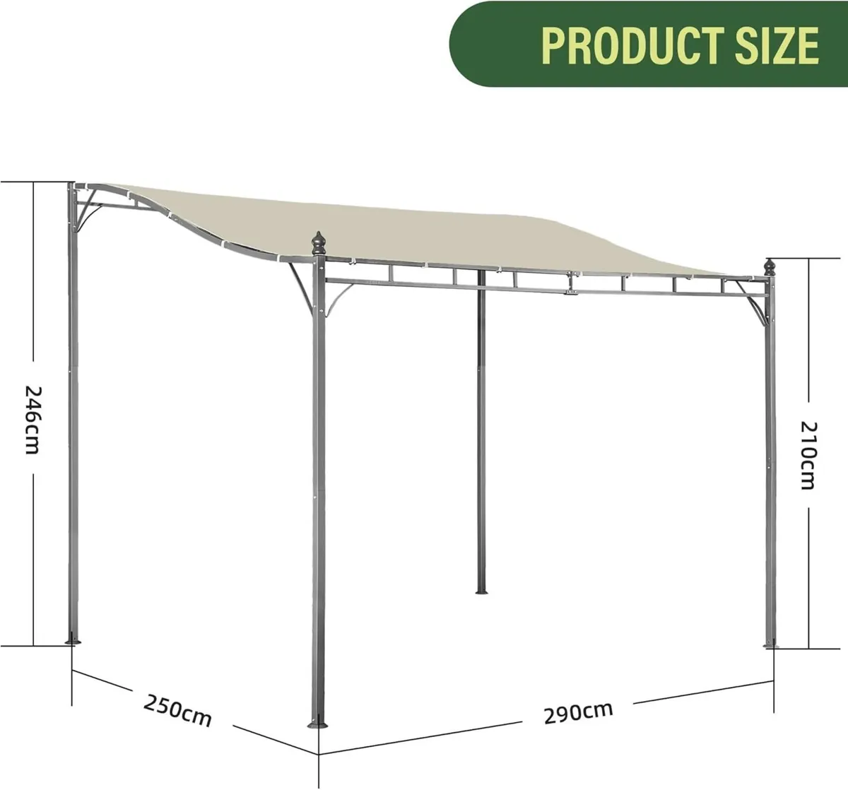 2.9 x 2.5m Pergola Gazebo with Metal Frame - Image 3