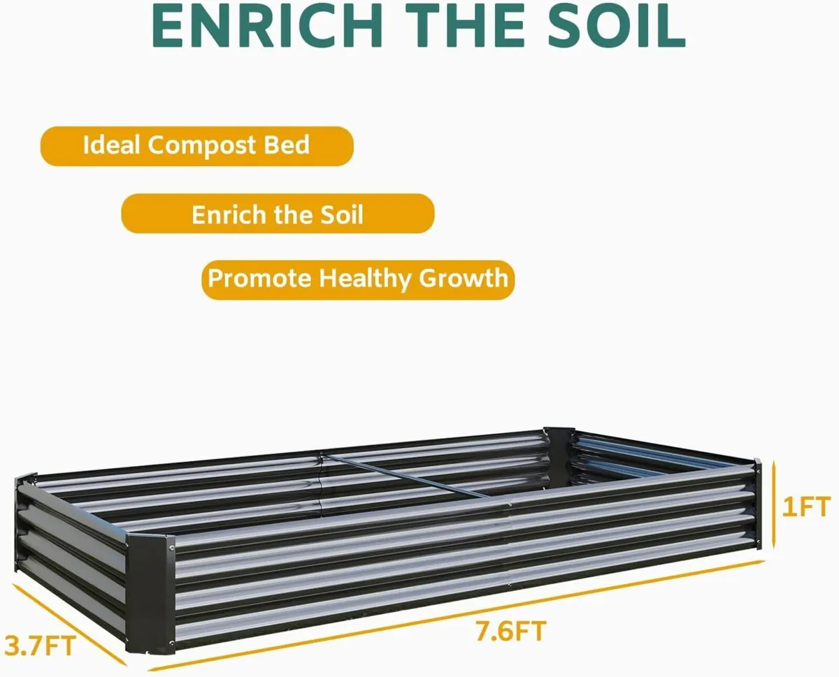 2PCS Metal Galvanized Raised Garden Bed Kit 8 x 4 - Image 2