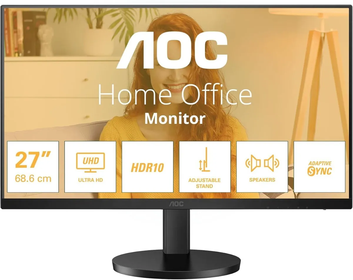 AOC 4K UHD 27" IPS HEIGHT ADJ SPEAKER - Image 1