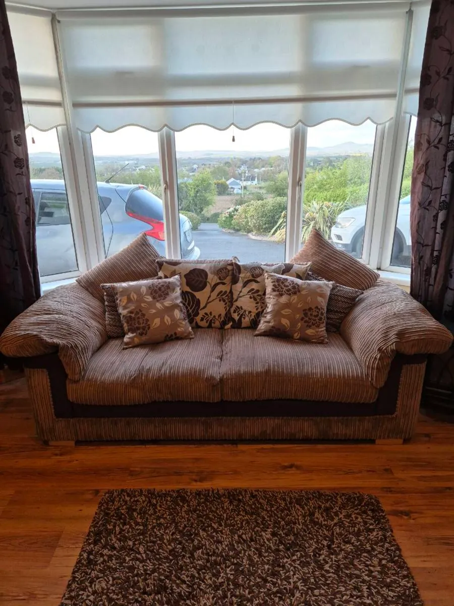 Three seater sofas (3) and footstool - Image 1