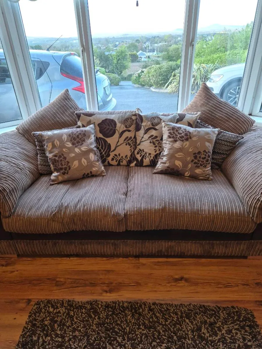 Three seater sofas (3) and footstool - Image 2